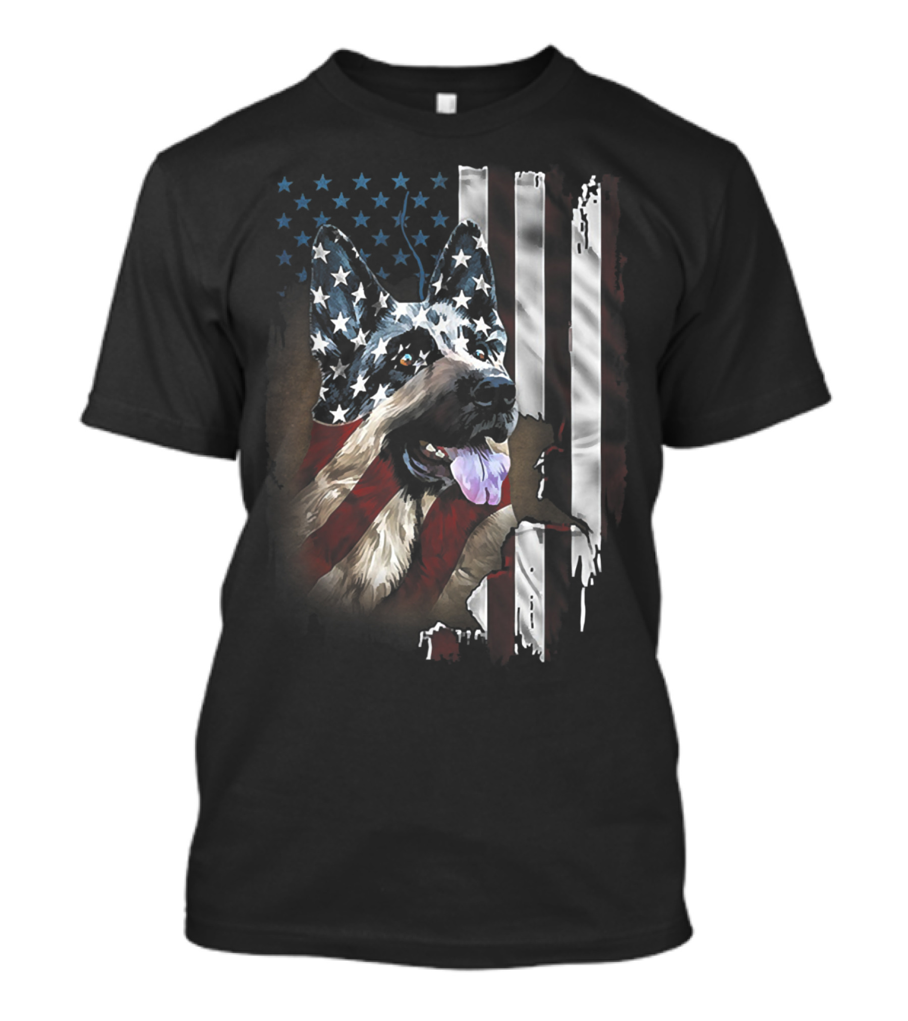 American Flag Pattern German Shepherd Dog T-Shirt