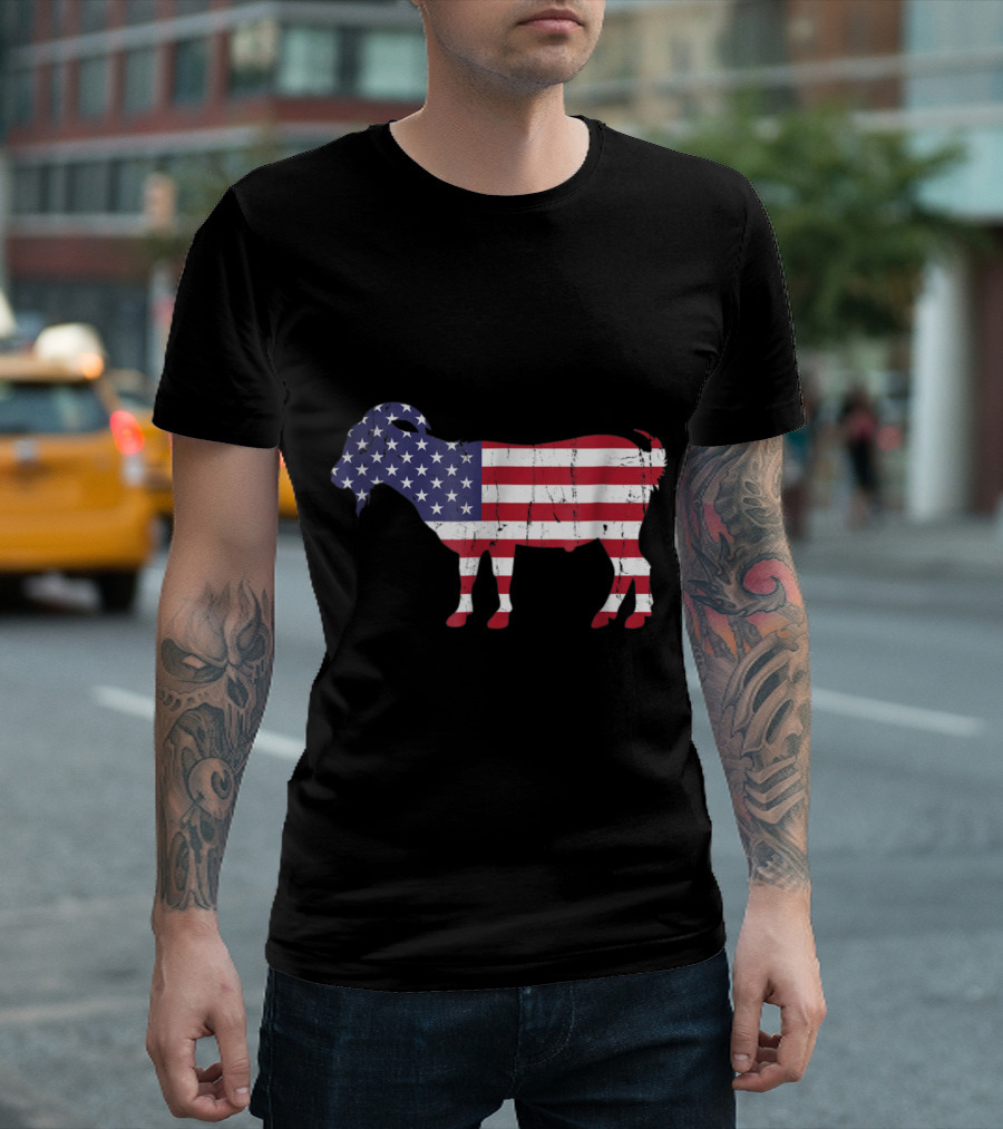 Patriotic Goat American Flag Fourth of July T-Shirt