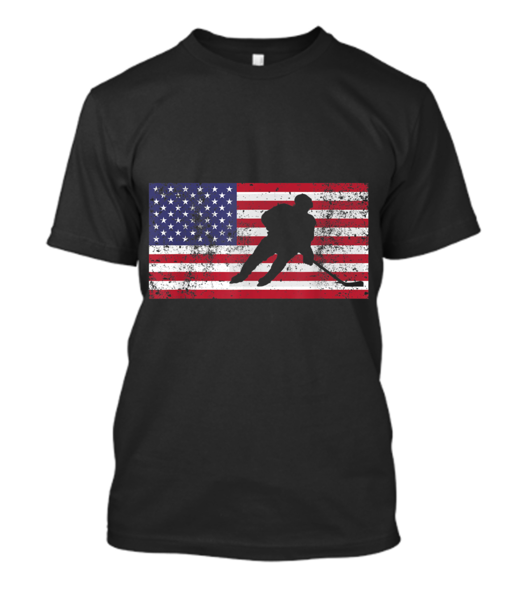 USA American Flag Hockey Player Silhouette 4th Of July T-Shirt