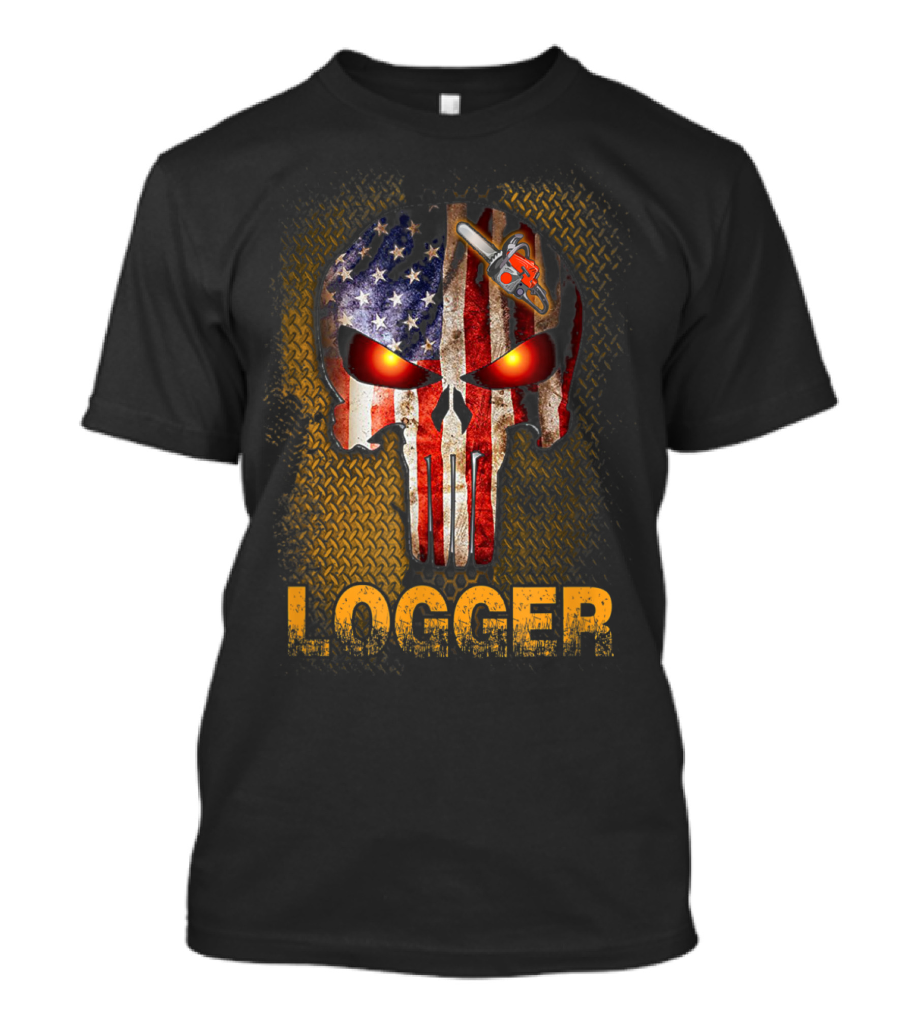 Logger Skull American Flag Chainsaw T-Shirt