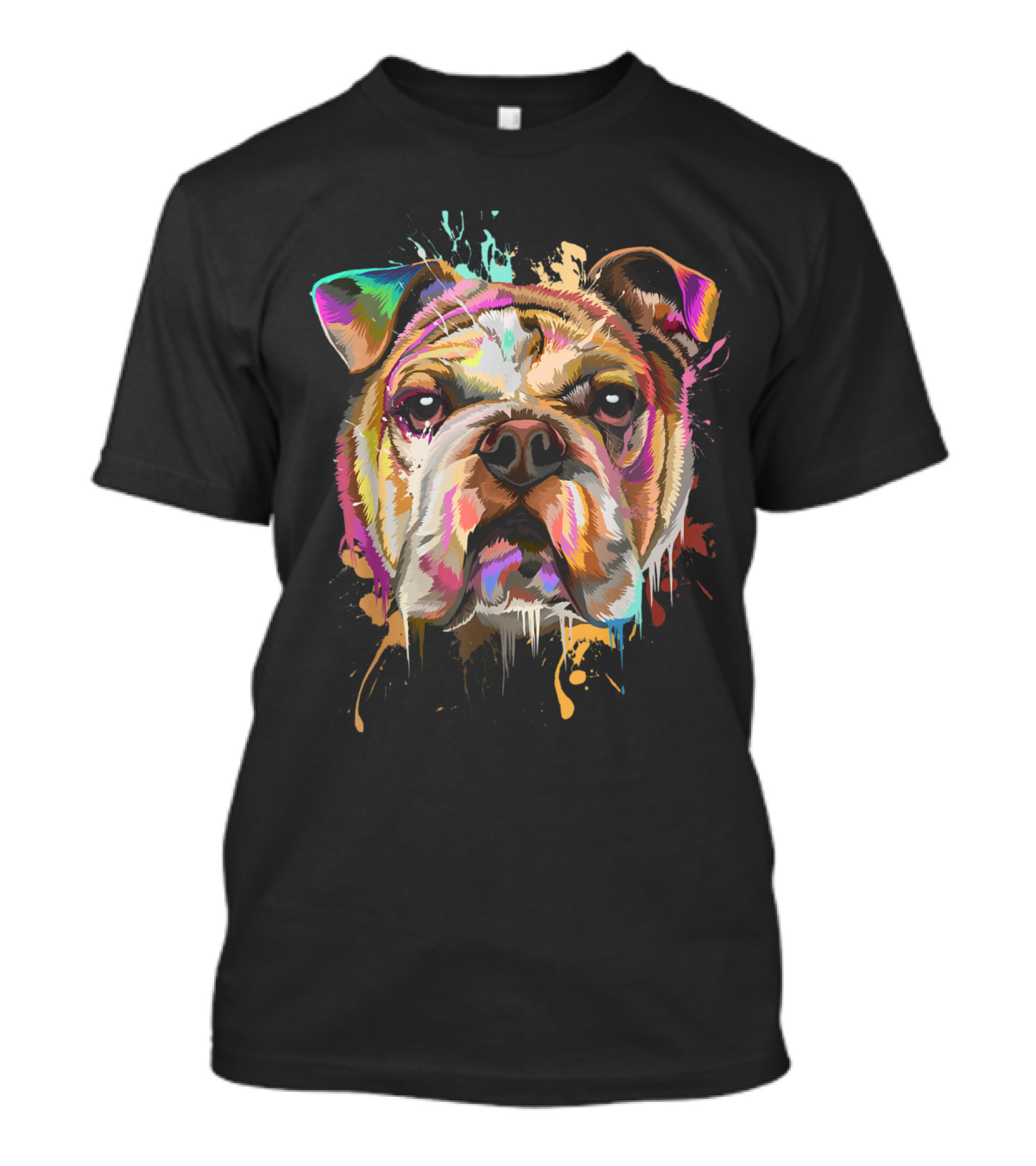 Colorful Splash-Effect English Bulldog Artful Expression T-Shirt