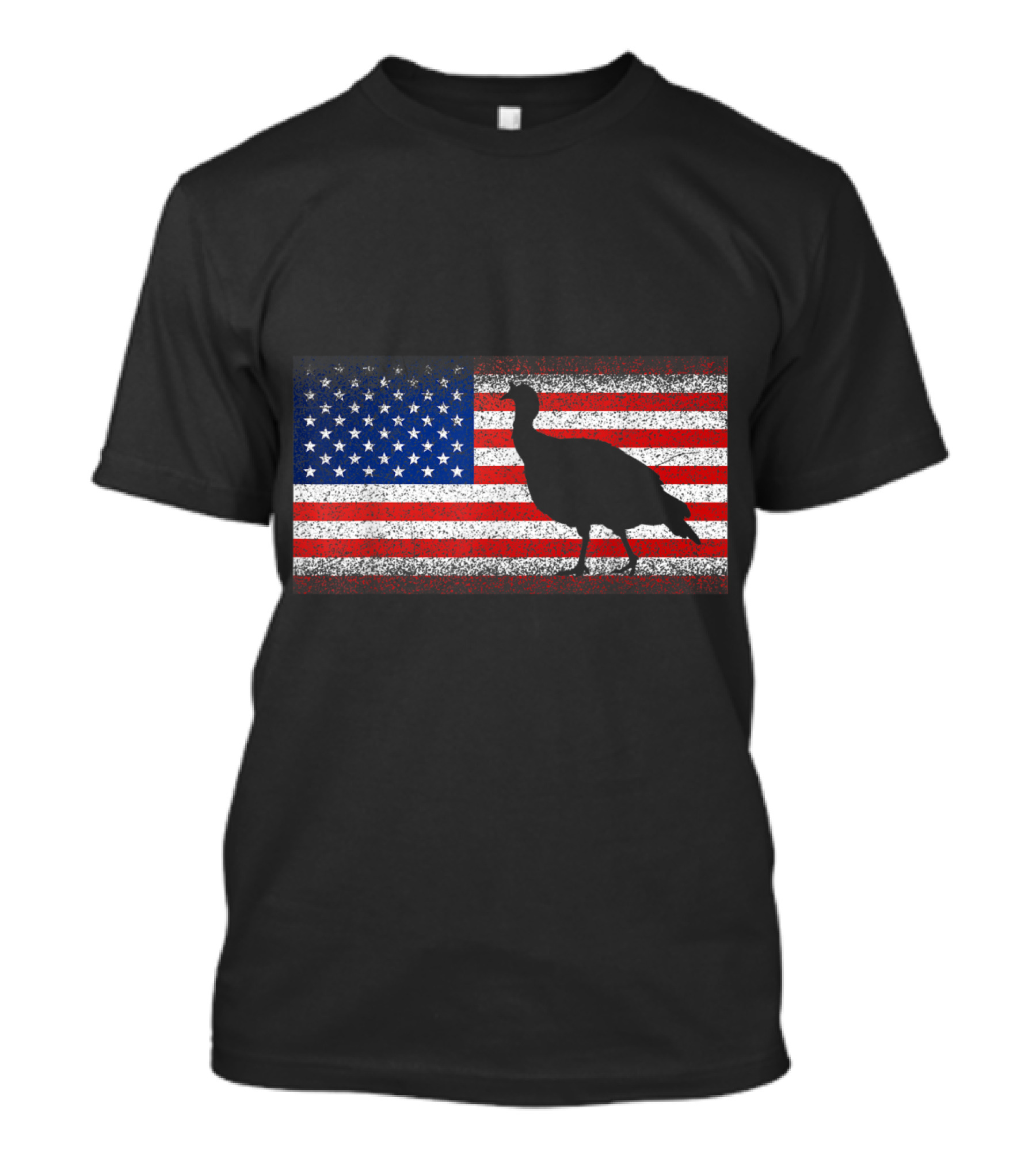Patriotic Turkey Hunter With American Flag Background T-Shirt
