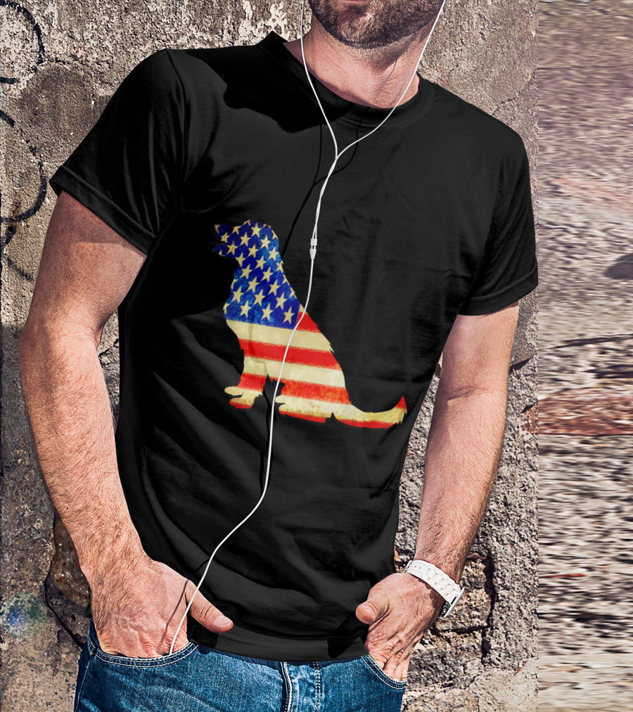 Patriotic Labrador Dog Silhouette With American Flag T-Shirt