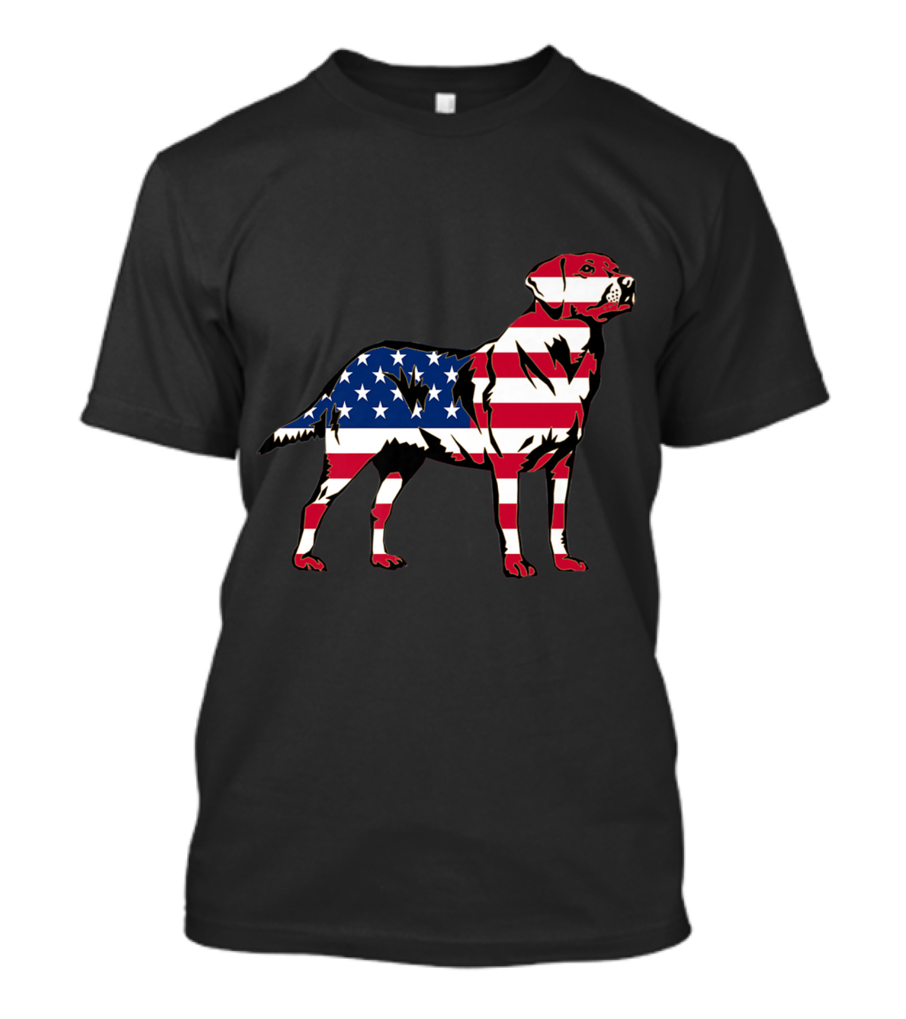Labrador Retriever Silhouette With USA Flag Pattern In Patriotic Colors T-Shirt