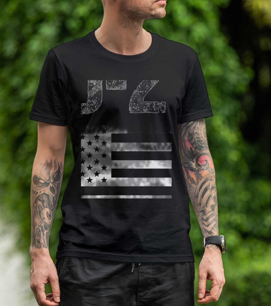 Patriotic Military Veteran J-42 American Flag Proud Status T-Shirt