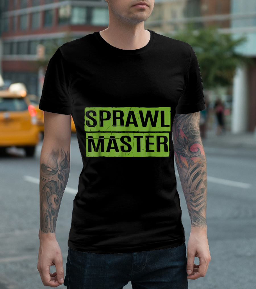 Sprawl Master Wrestling Neon Green Grunge Block Text T-Shirt