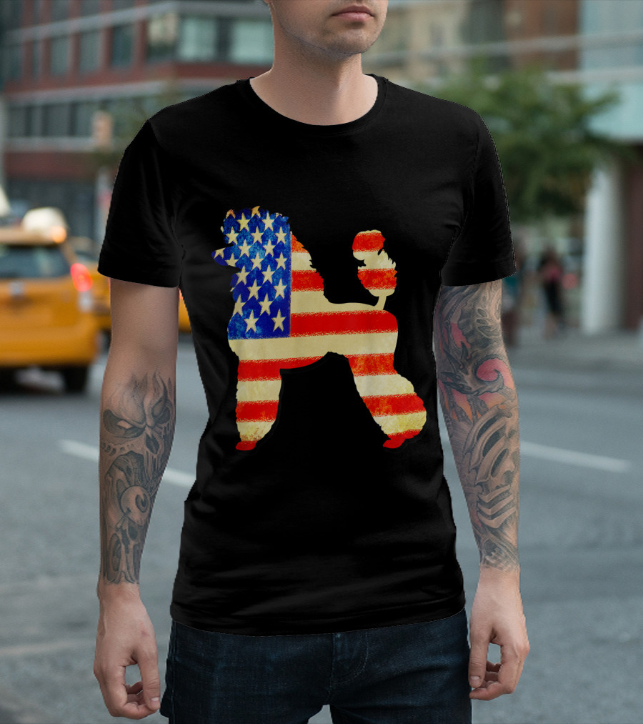 Stars and Stripes Patriotic Poodle T-Shirt