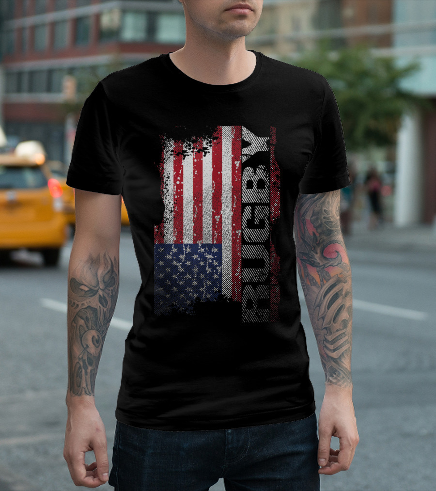 USA Flag Rugby Distressed Stars And Stripes Iconic T-Shirt