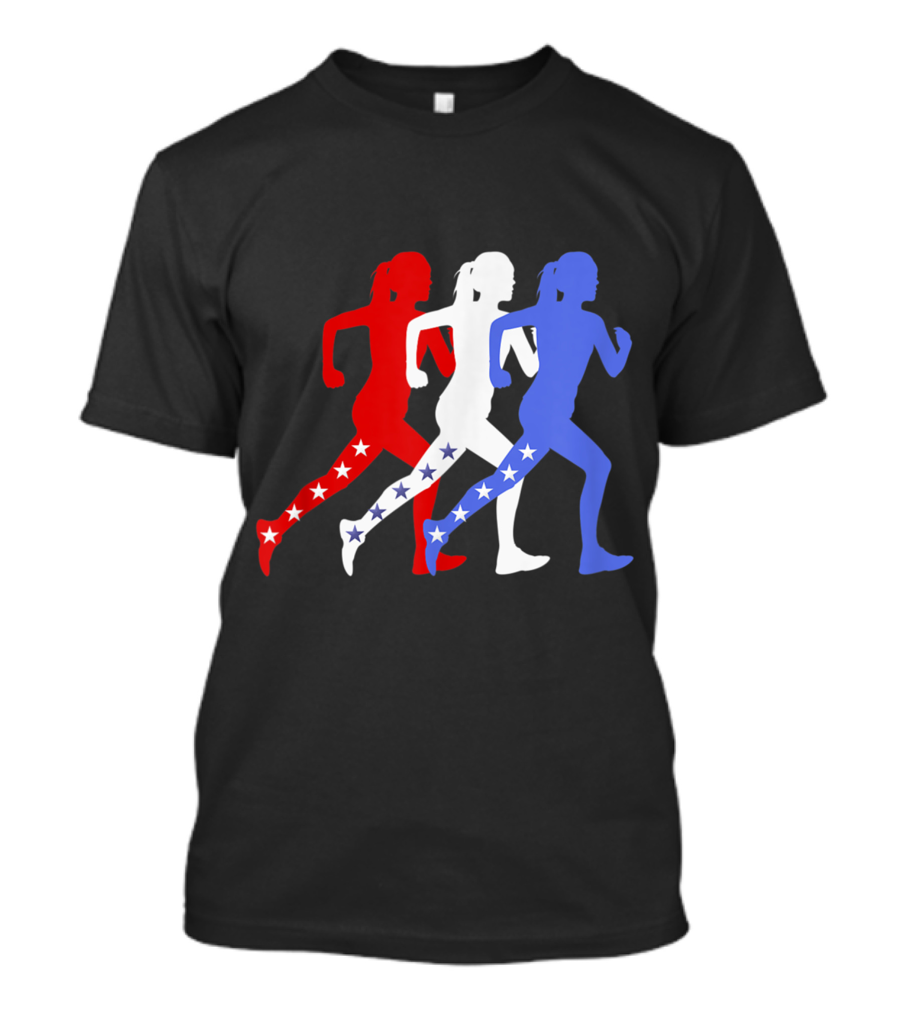 Patriotic Red White Blue Stars Runner T-Shirt