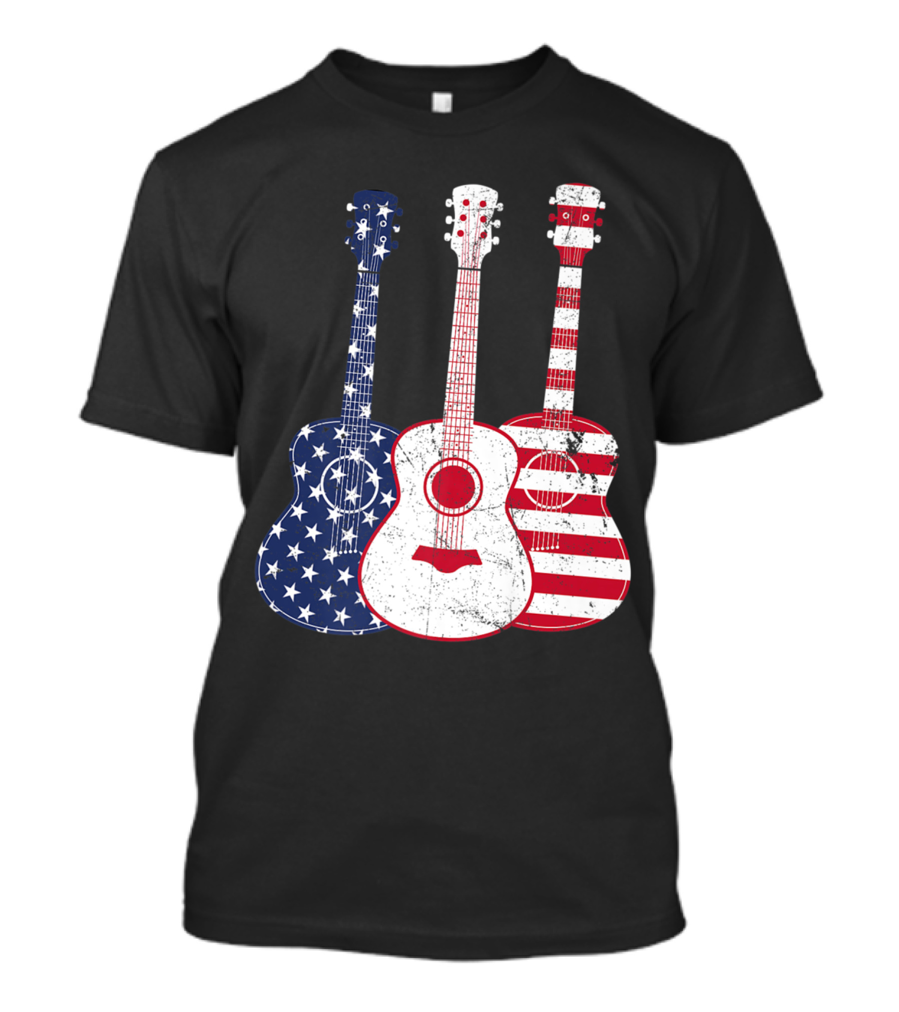 Stars And Stripes Red White Blue Patriotic Guitar Trio T-Shirt