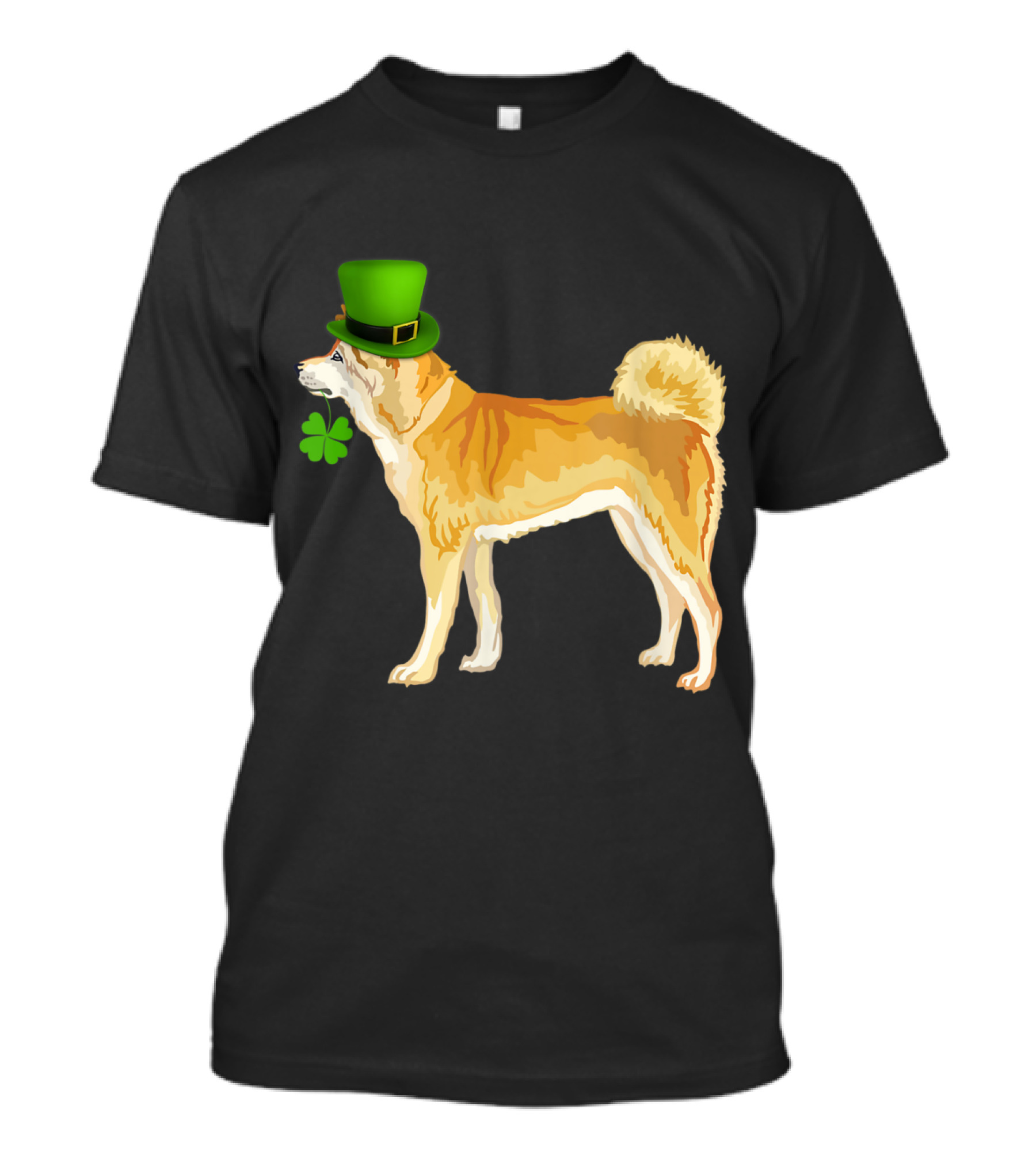 St Patrick's Day Akita Inu Dog With Irish Clover And Green Hat T-Shirt