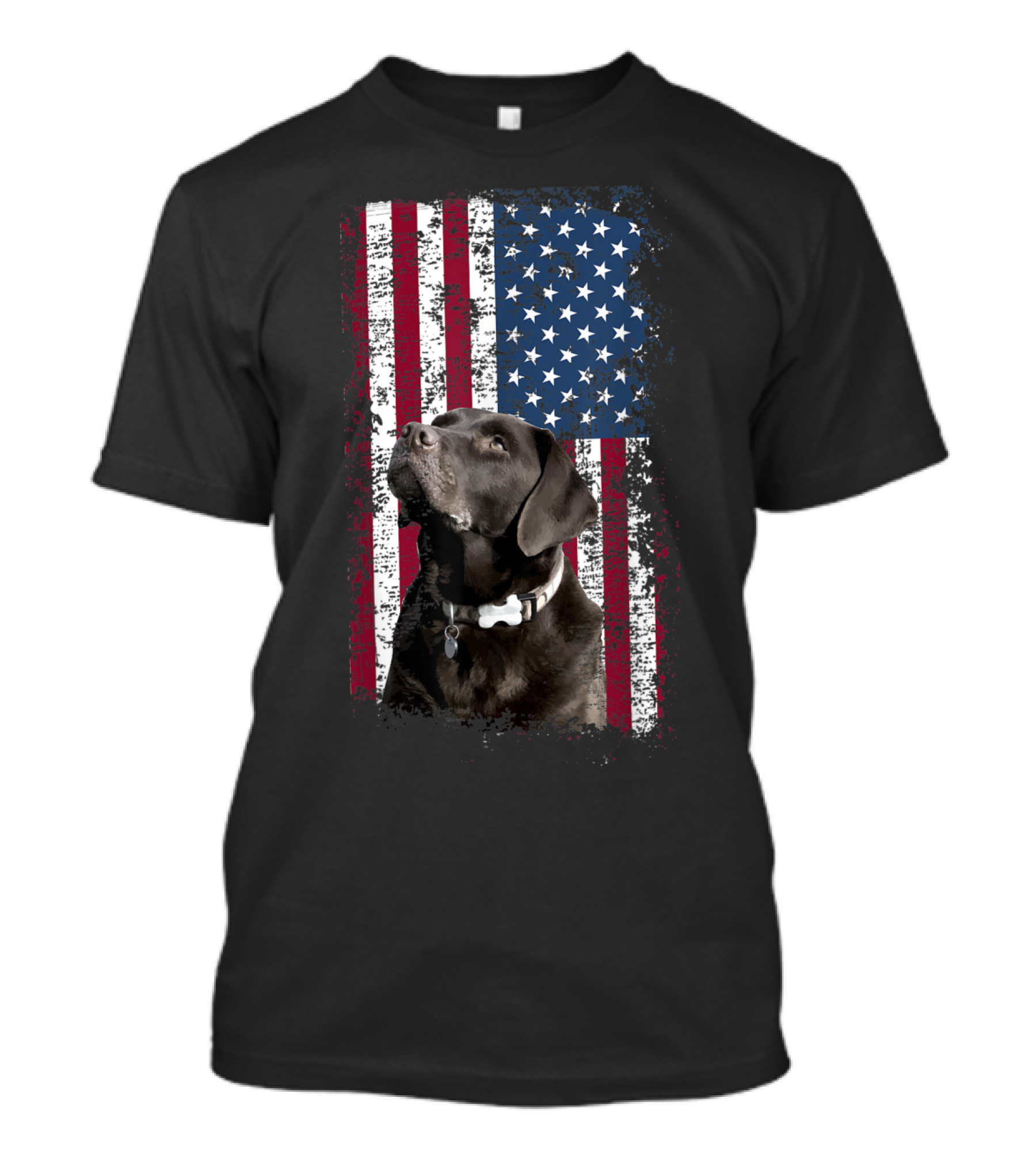 Patriotic USA Flag With Black Labrador Dog T-Shirt