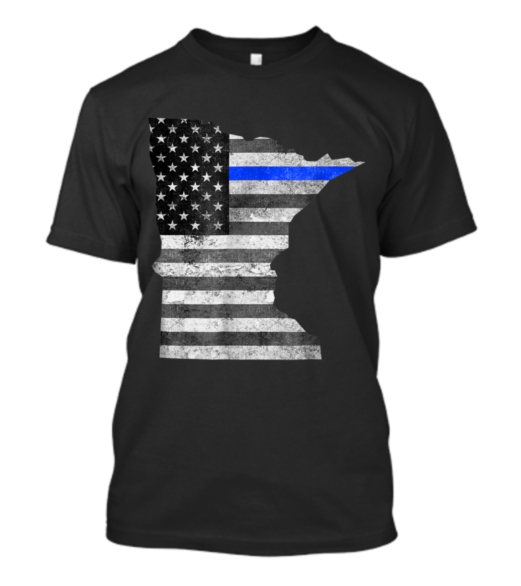 Minnesota Police Support Thin Blue Line American Flag Map T-Shirt