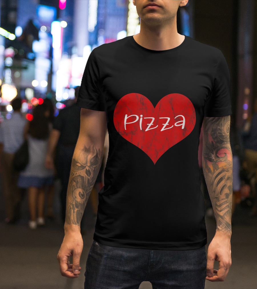Valentine's Day Love Heart Pizza T-Shirt