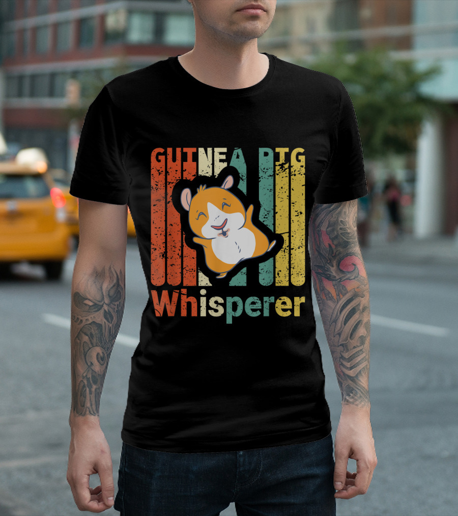 Guinea Pig Whisperer Retro Rodents Pet Vintage Stripe T-Shirt