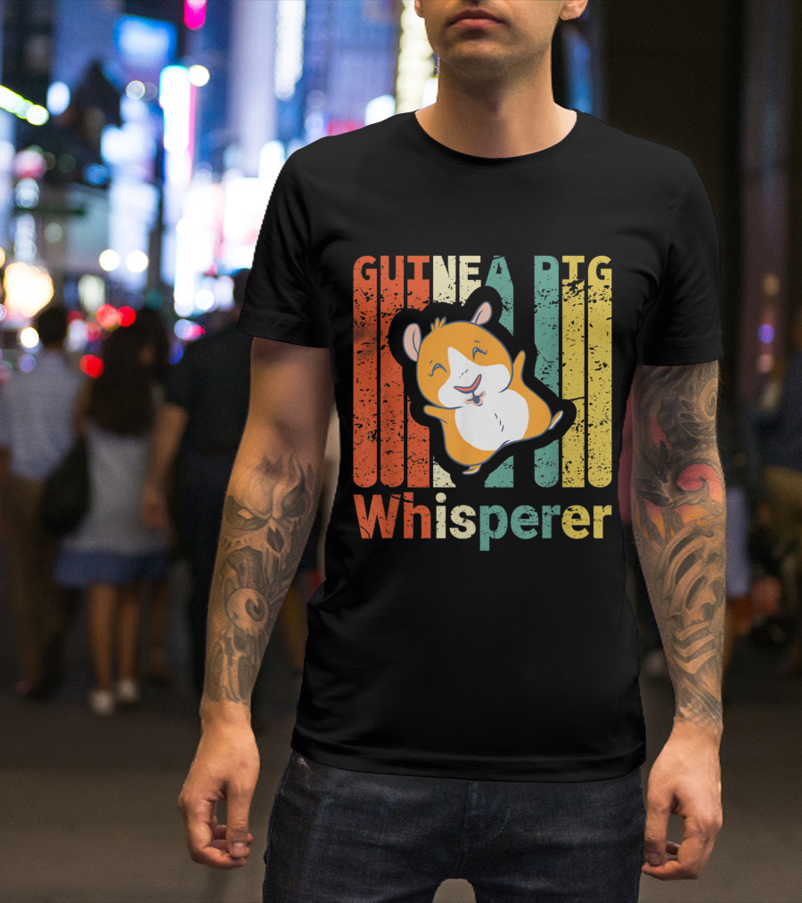 Guinea Pig Whisperer Retro Rodents Pet Vintage Stripe T-Shirt