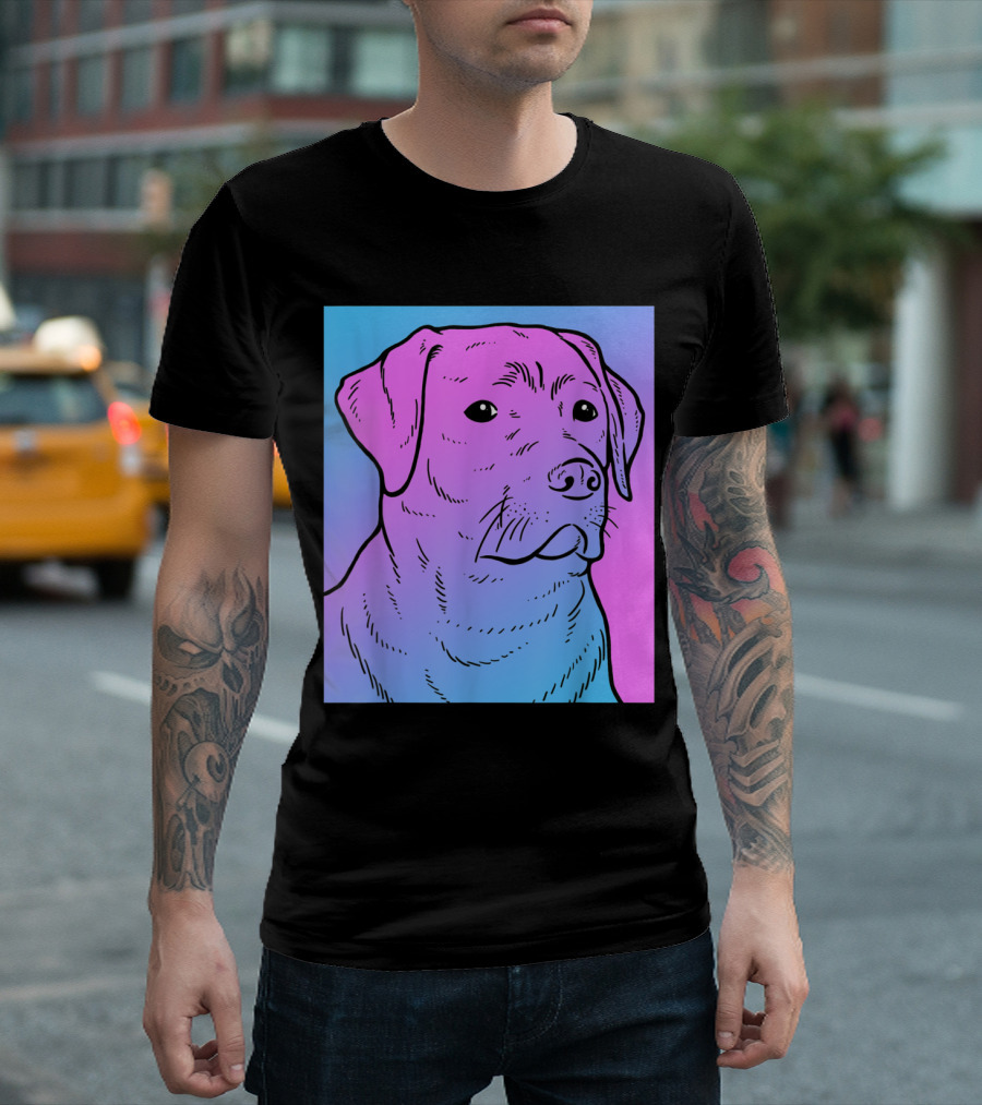 Vaporwave Labrador Aesthetic Pastel Gradient T-Shirt