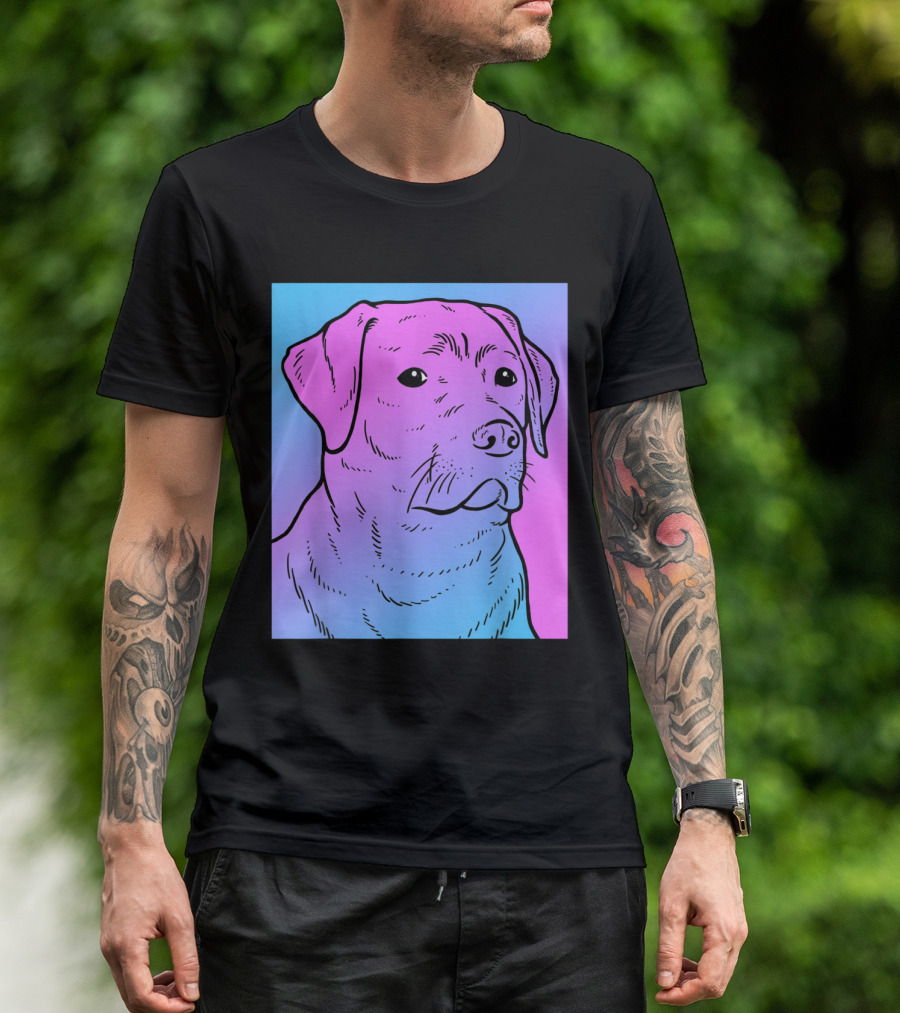 Vaporwave Labrador Aesthetic Pastel Gradient T-Shirt