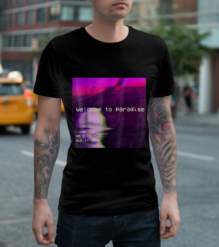 Welcome To Paradise August 14 1990 Retro Hipster Vaporwave Aesthetic T-Shirt