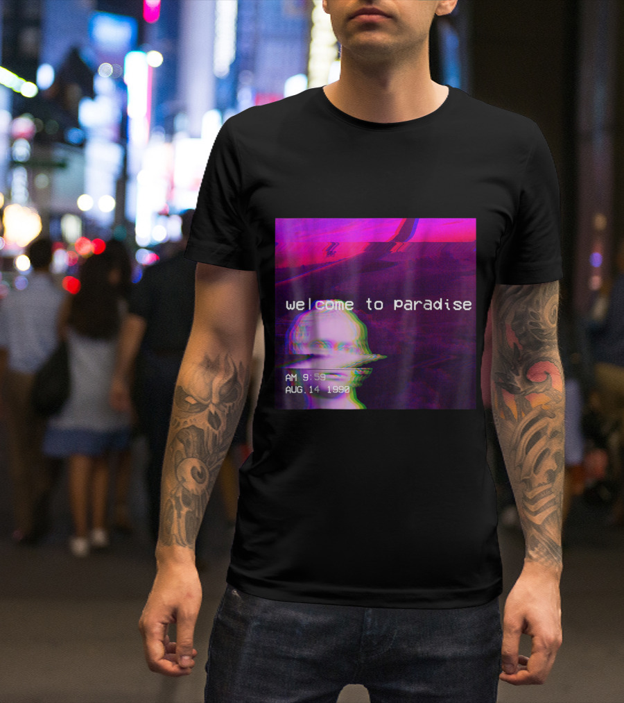 Welcome To Paradise August 14 1990 Retro Hipster Vaporwave Aesthetic T-Shirt
