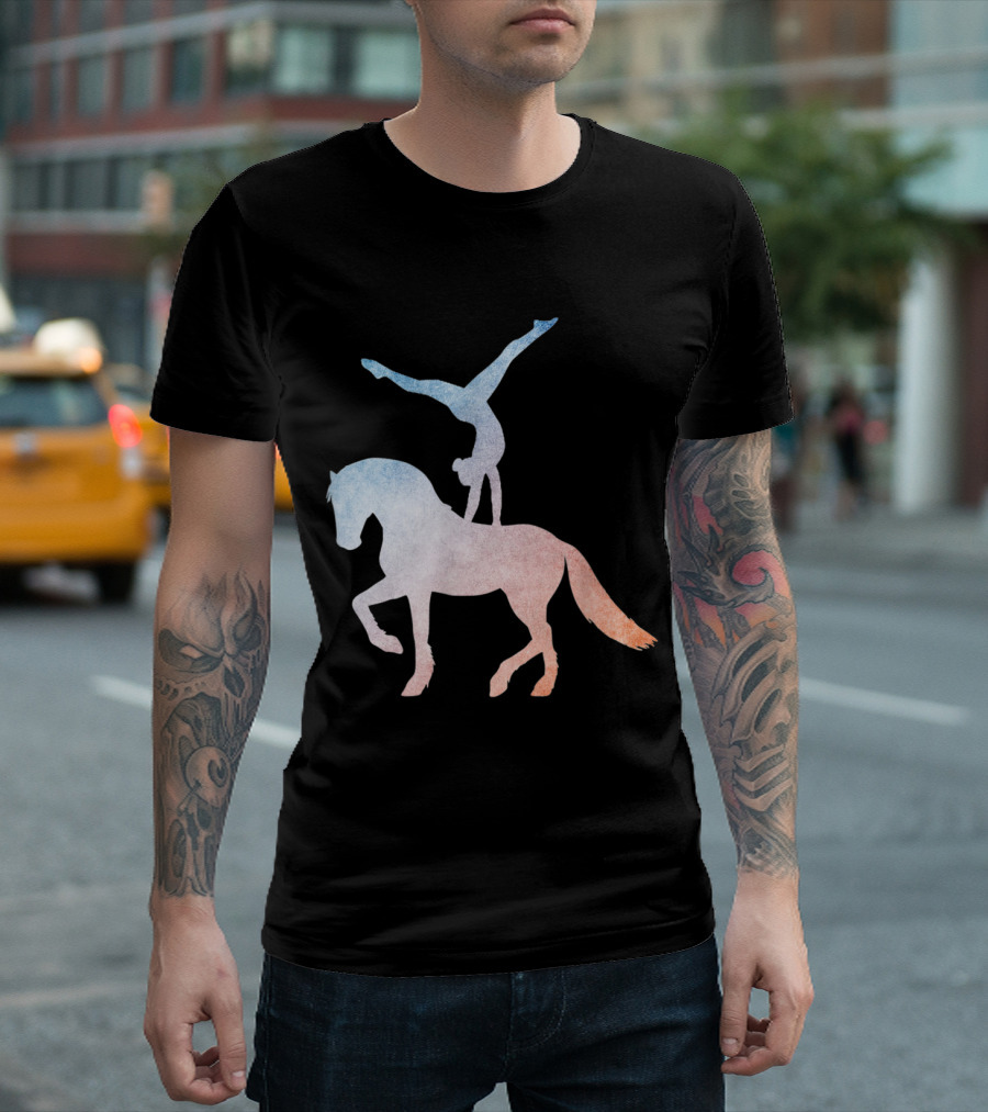 Vaulting Equestrian Sport Silhouette Acrobatic Horseback Performance T-Shirt