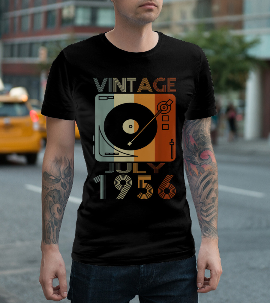 Vintage July 1956 Record Player Retro T-Shirt