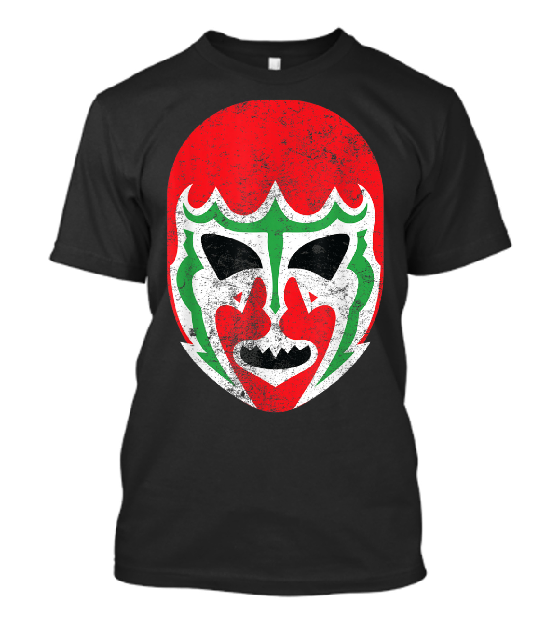 Retro Mexican Lucha Libre Wrestling Mask Red Green T-Shirt