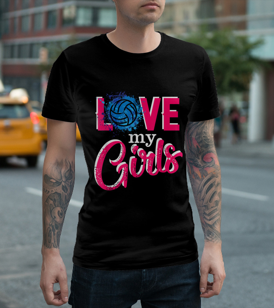 Love My Girls Volleyball Mom Enthusiast Bold Text Graphics T-Shirt
