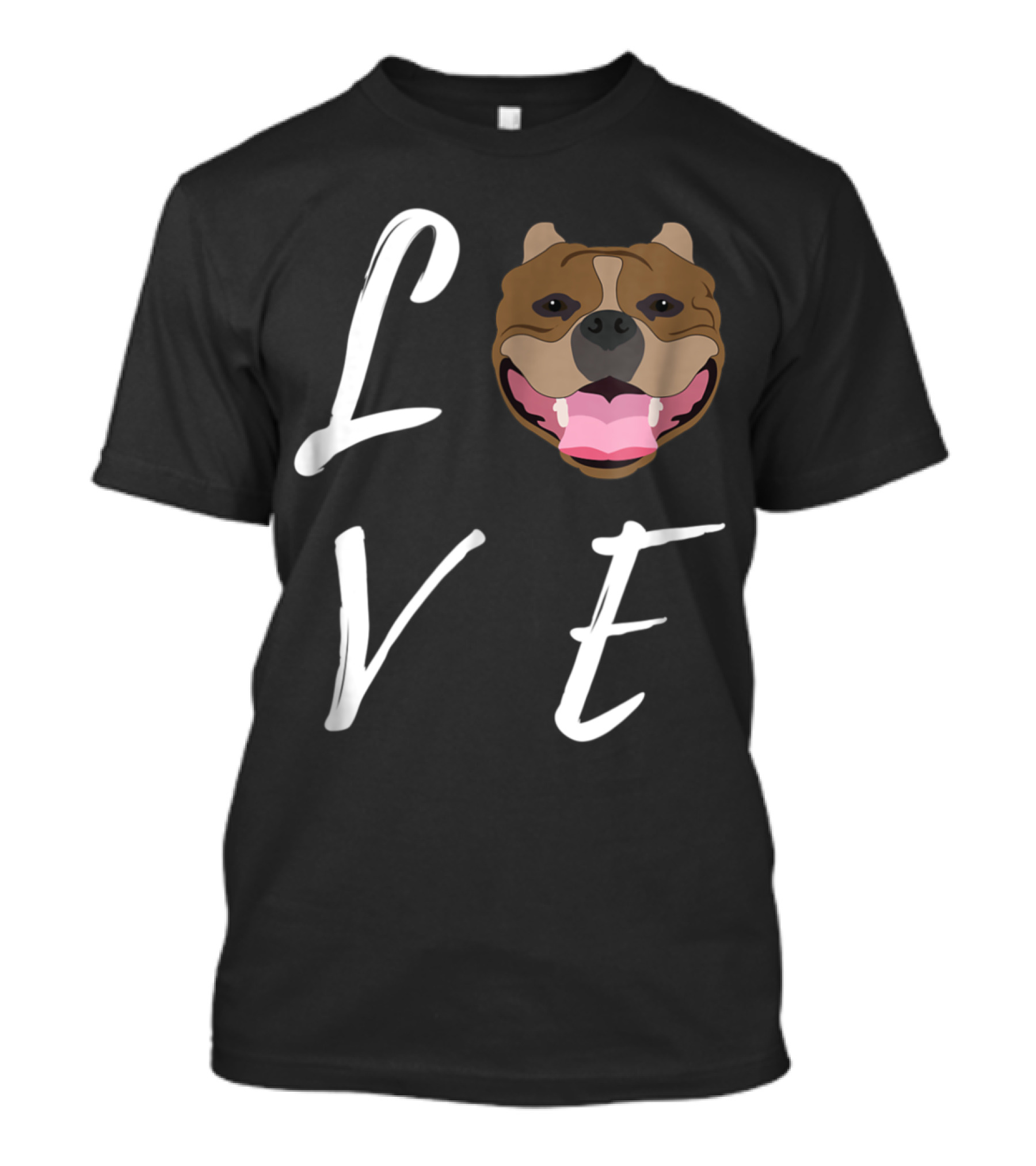 Love Pit Bull Face Typography With Joyful Dog T-Shirt