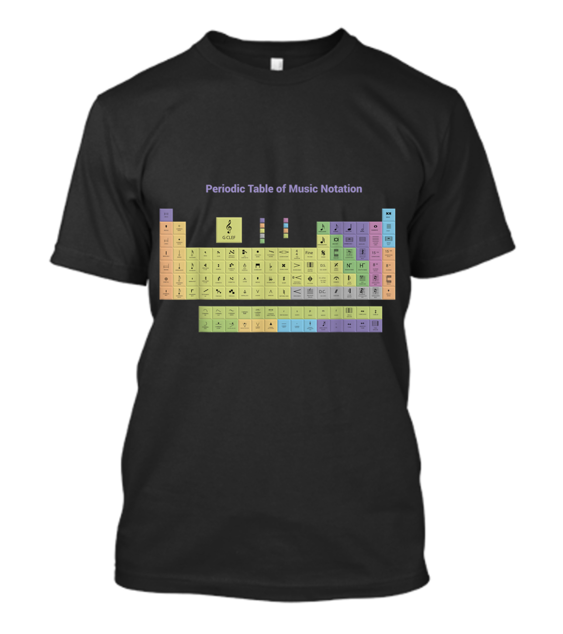 Periodic Table Of Music Notation With Clefs And Rhythmic Symbols T-Shirt