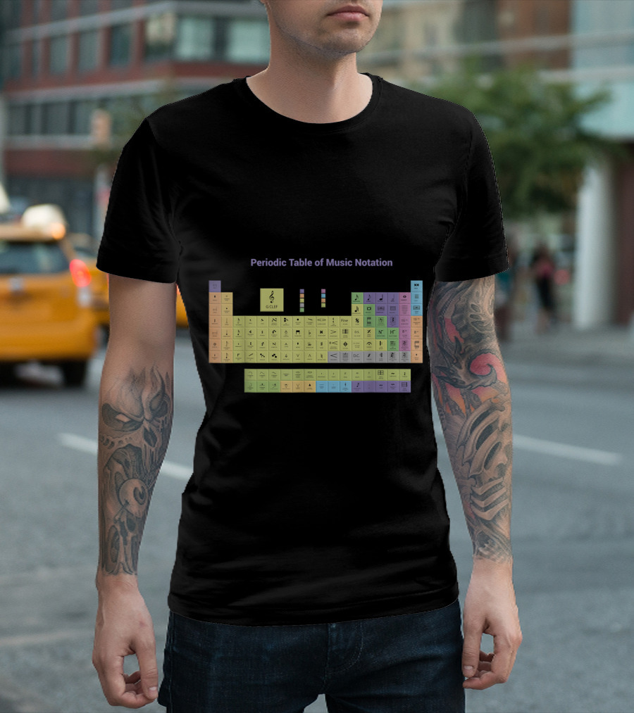 Periodic Table Of Music Notation With Clefs And Rhythmic Symbols T-Shirt