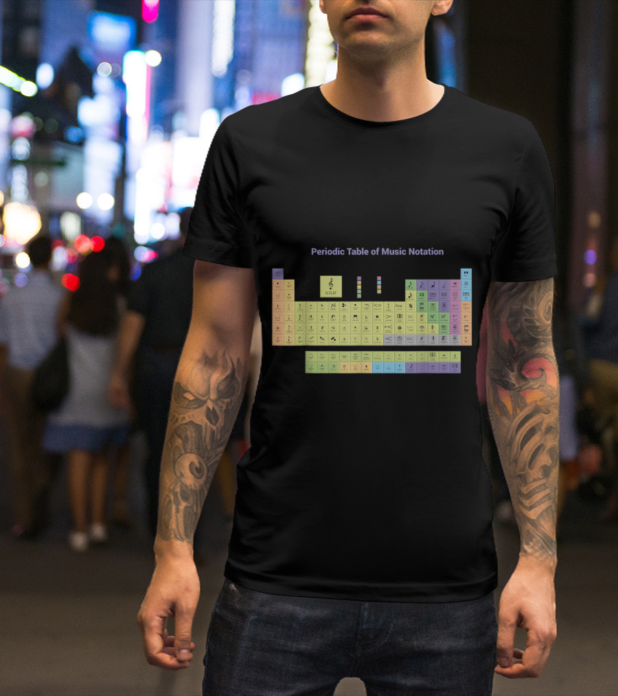 Periodic Table Of Music Notation With Clefs And Rhythmic Symbols T-Shirt