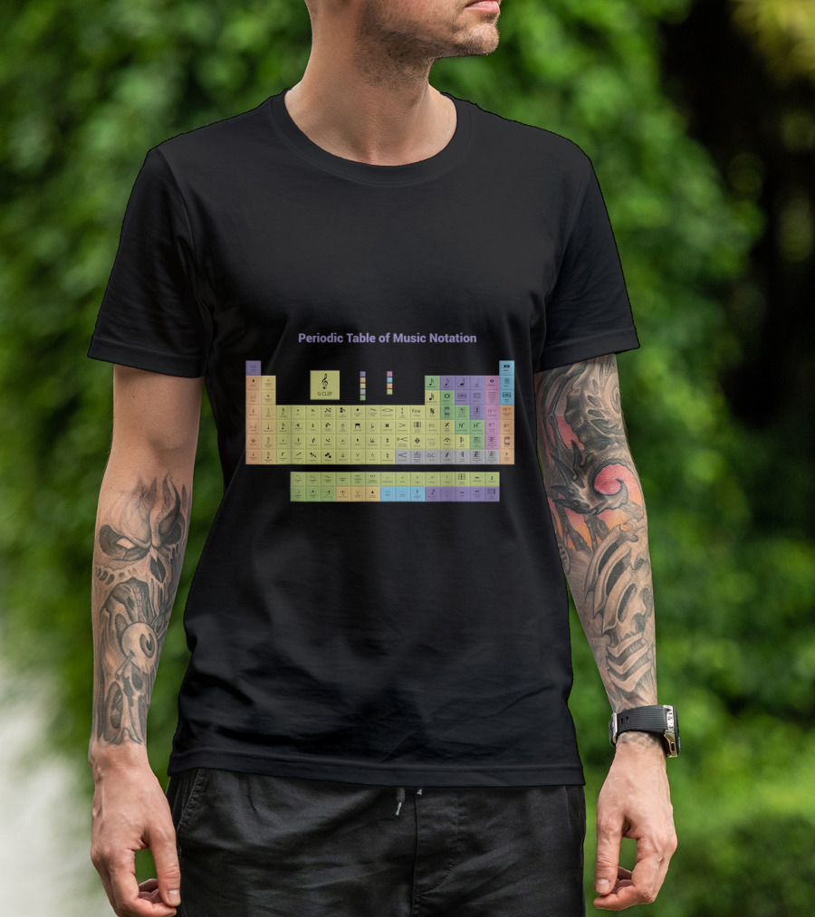 Periodic Table Of Music Notation With Clefs And Rhythmic Symbols T-Shirt