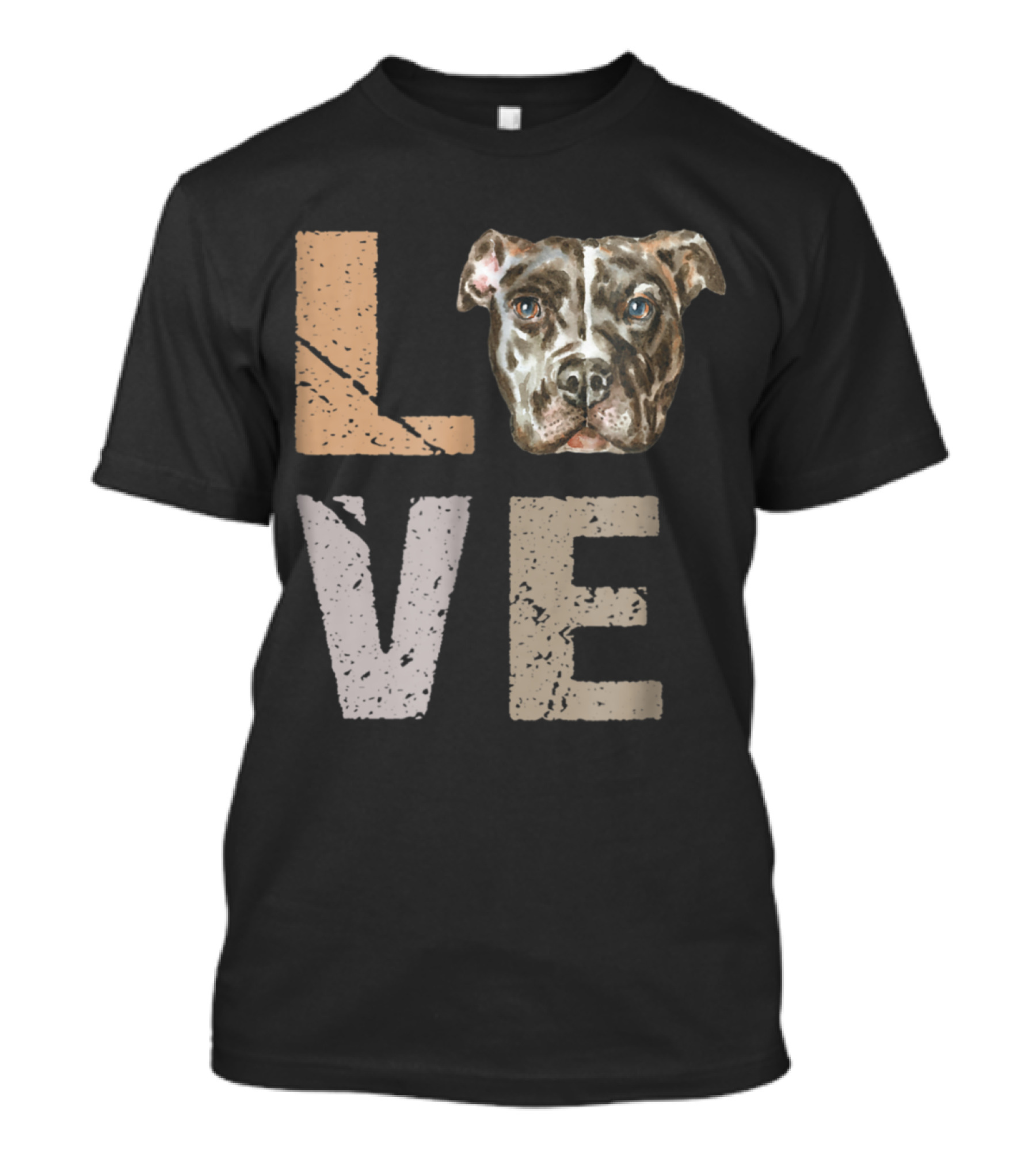 Love Pitbull Dog Face In Letter T-Shirt