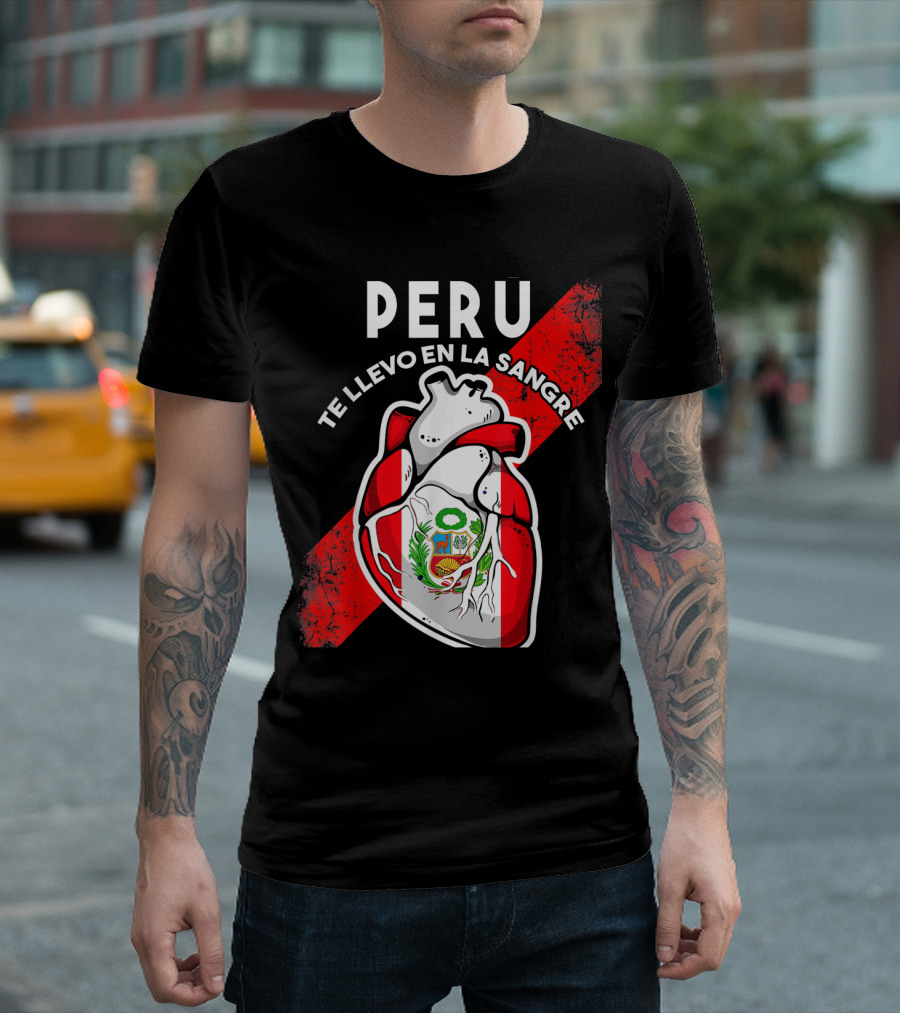 Peru Te Llevo En La Sangre Heart Peruvian Flag Symbol T-Shirt