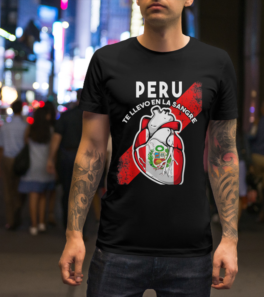 Peru Te Llevo En La Sangre Heart Peruvian Flag Symbol T-Shirt