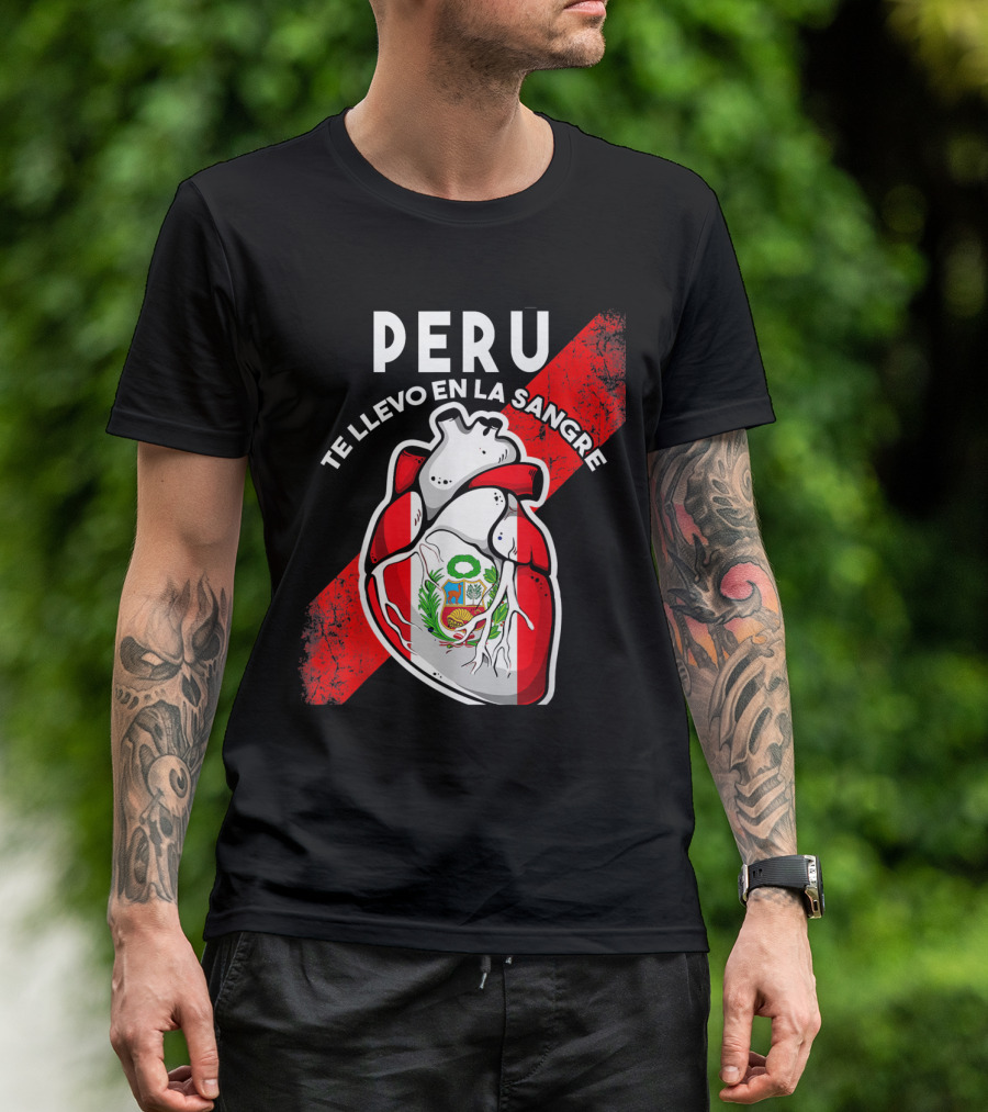 Peru Te Llevo En La Sangre Heart Peruvian Flag Symbol T-Shirt