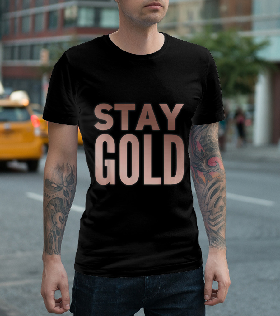 Stay Gold Rose Gold Text Metallic Shine T-Shirt