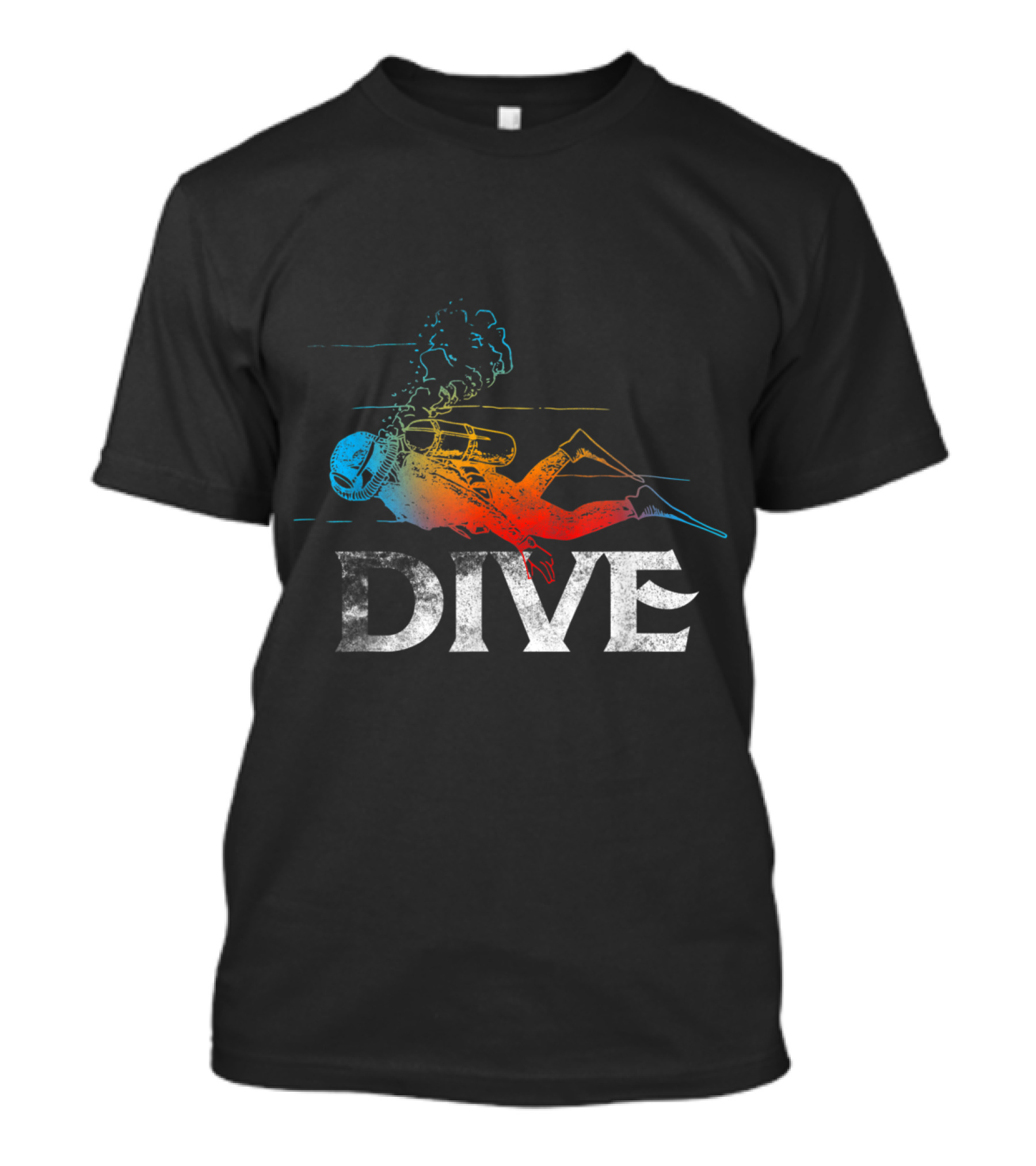Retro Scuba Diving Diver With Dive Mask Colorful Relaxed Dive T-Shirt