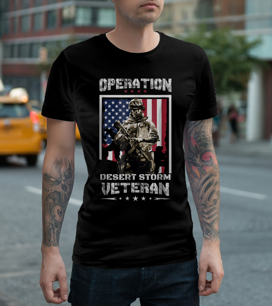 Operation Desert Storm Veteran American Flag Soldier Valor T-Shirt
