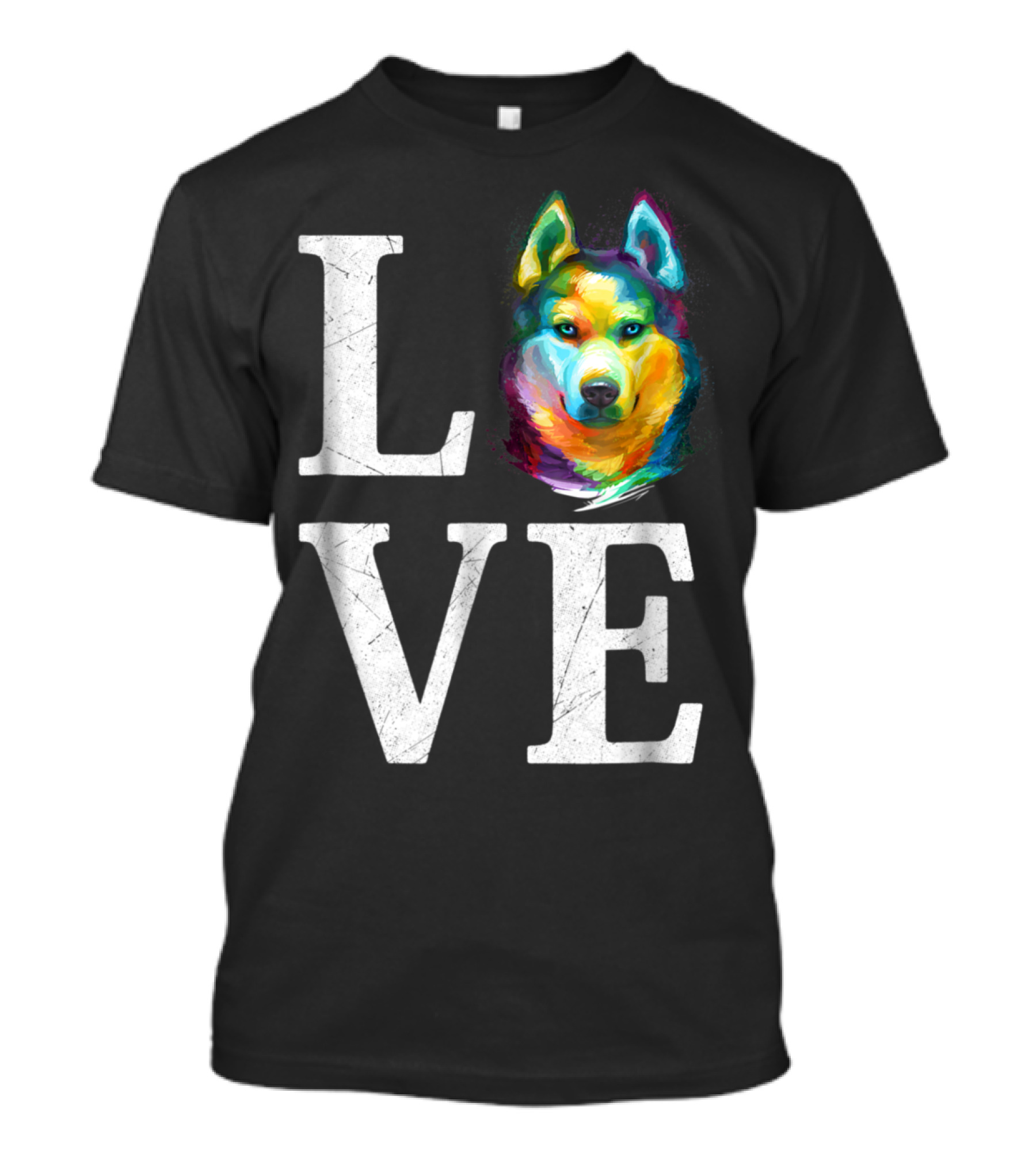 Love Siberian Husky Colorful Artistic T-Shirt