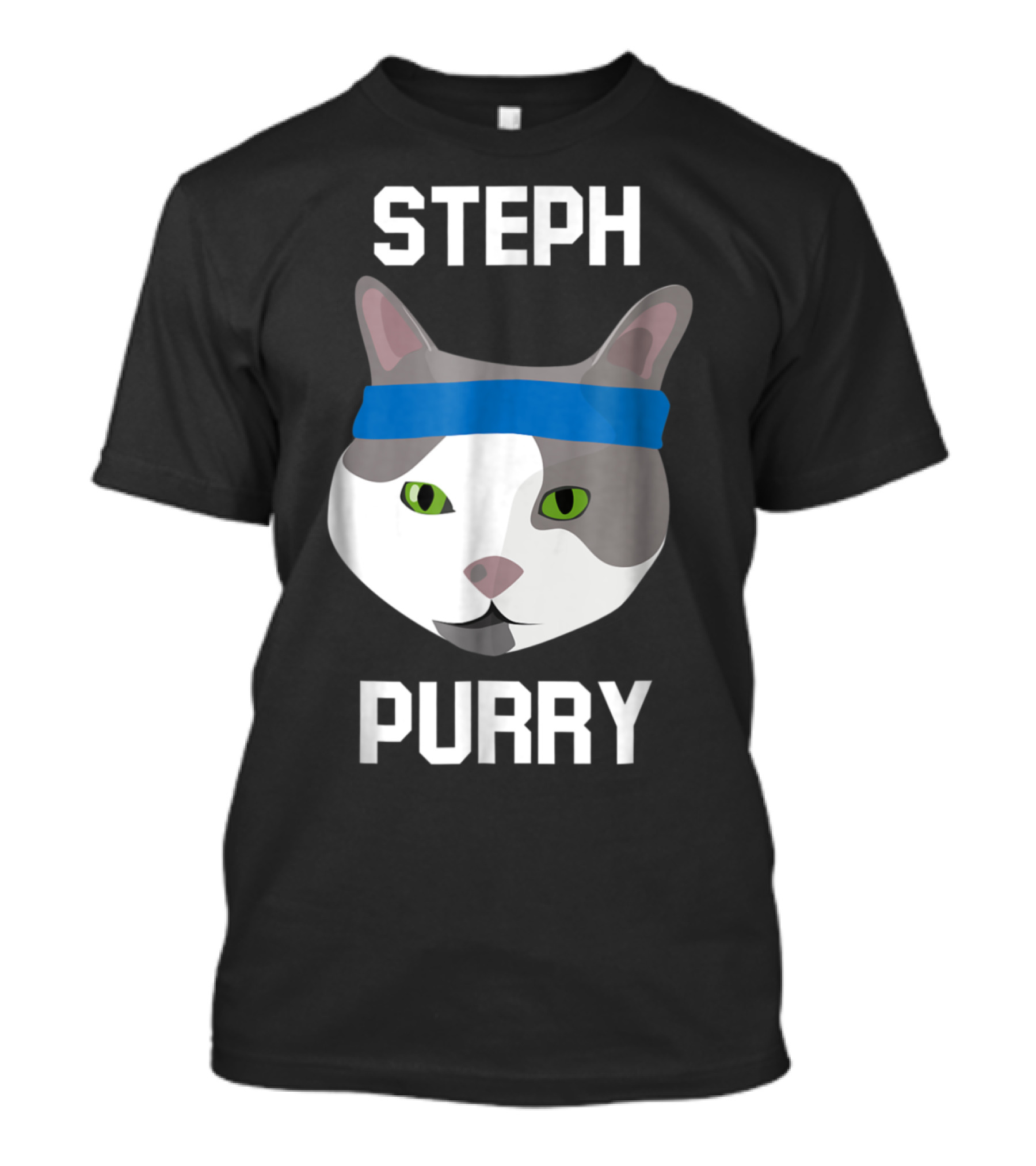 Steph Purry Cat Basketball Humor With Blue Headband T-Shirt
