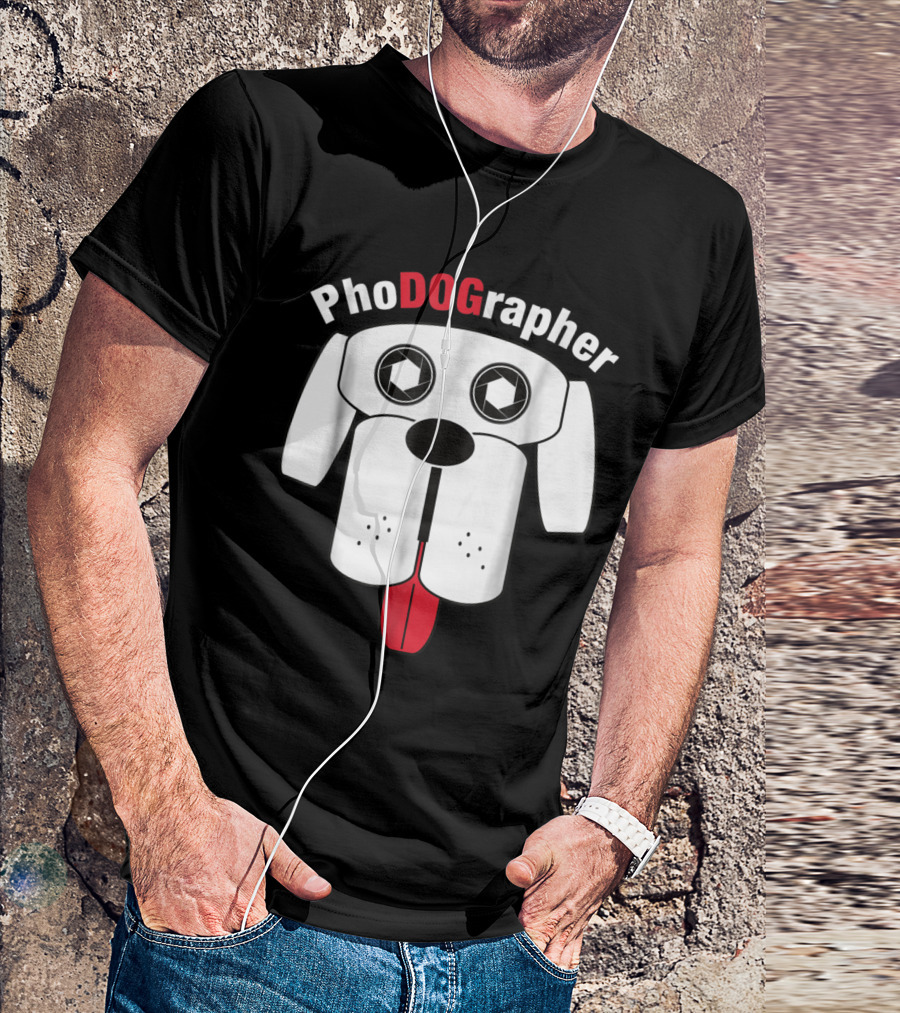 PhoDOGrapher With Camera Lens Eyes Dog Face T-Shirt