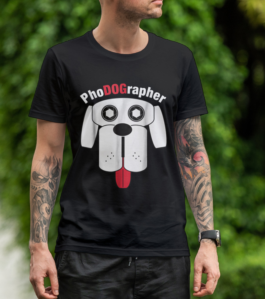 PhoDOGrapher With Camera Lens Eyes Dog Face T-Shirt