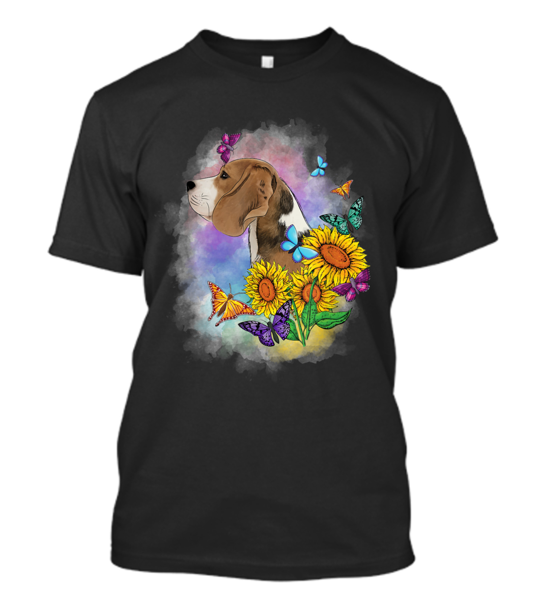 Lovely Beagle With Sunflowers And Butterflies T-Shirt