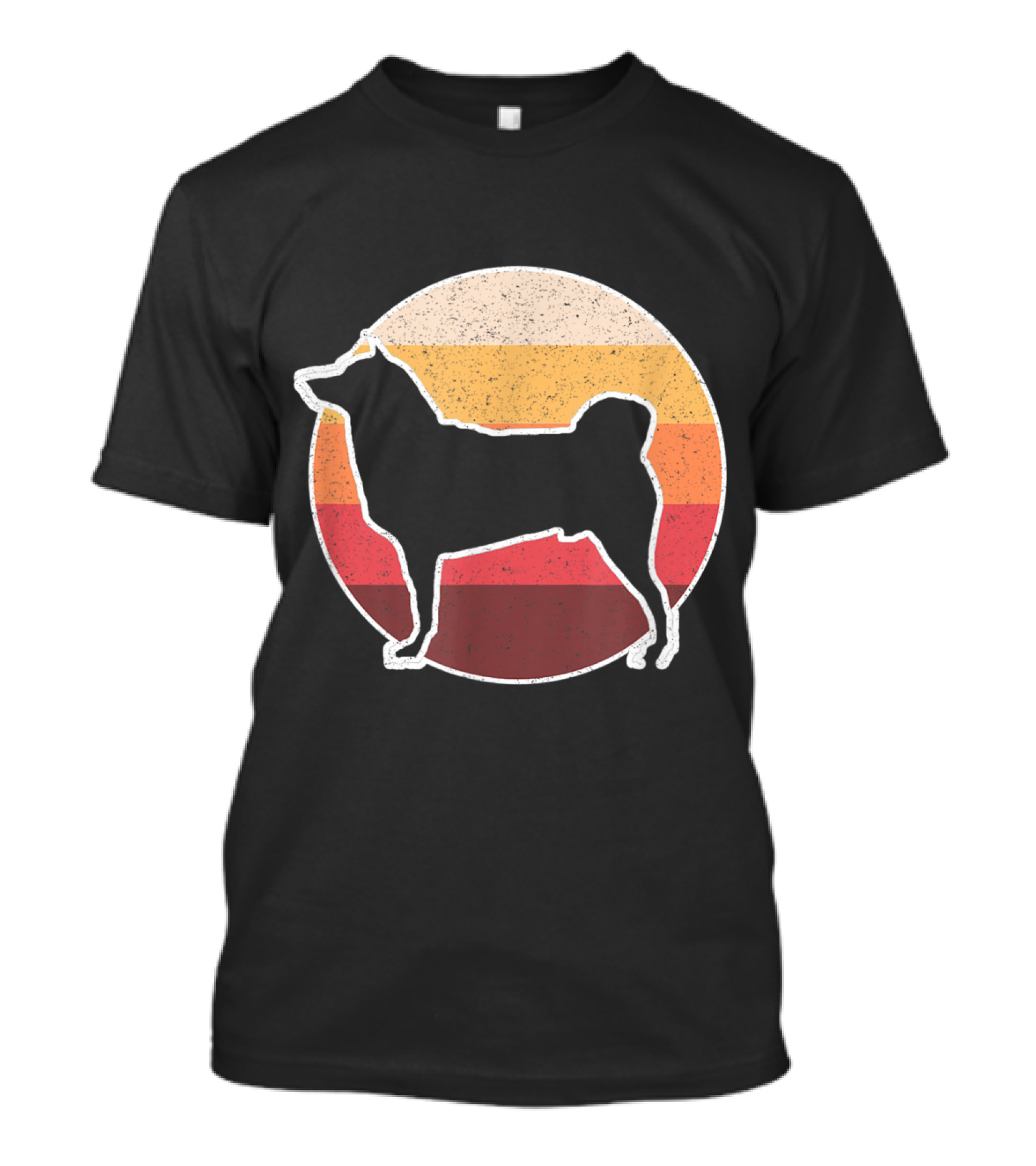 Retro Vintage Akita Dog Lovers Silhouette In Striped Circle T-Shirt