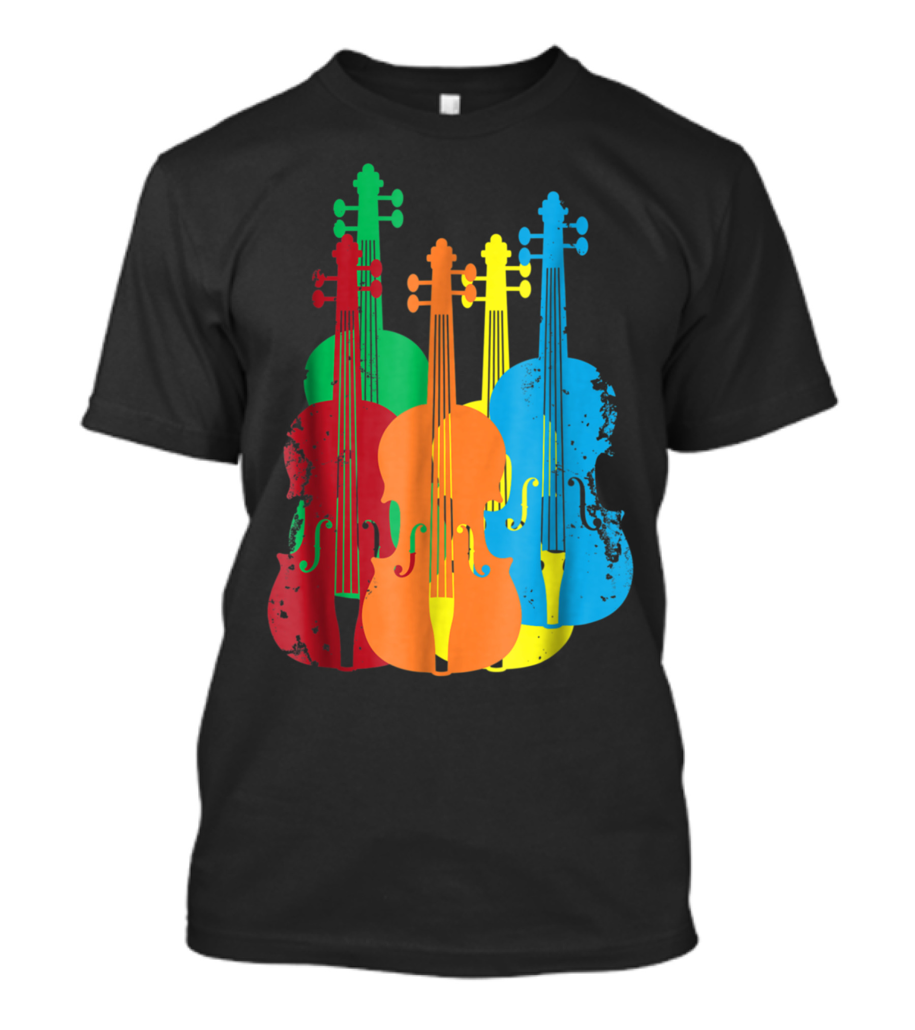 Multicolored Violins For Musicians Orchestra Arty Vibes Chai T-Shirt