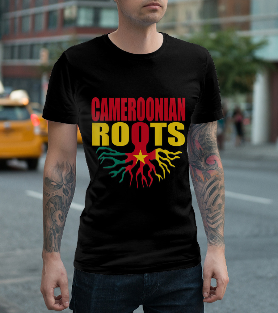 Cameroonian Roots Cameroon Flag with Storecastle Emblem and Vibrant Colors T-Shirt