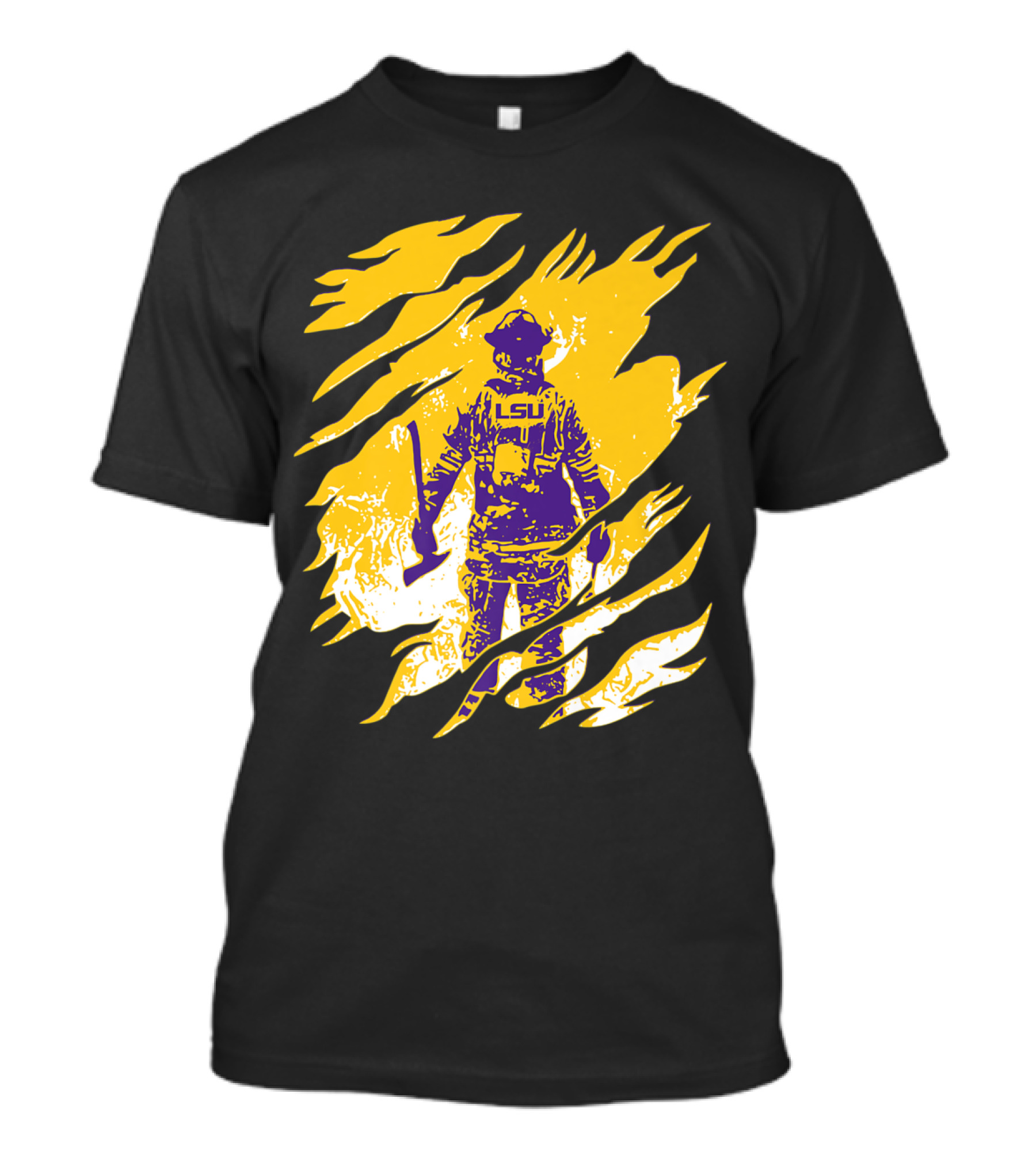 LSU Tigers Firefighter Graphic With Scratch Effect T-Shirt