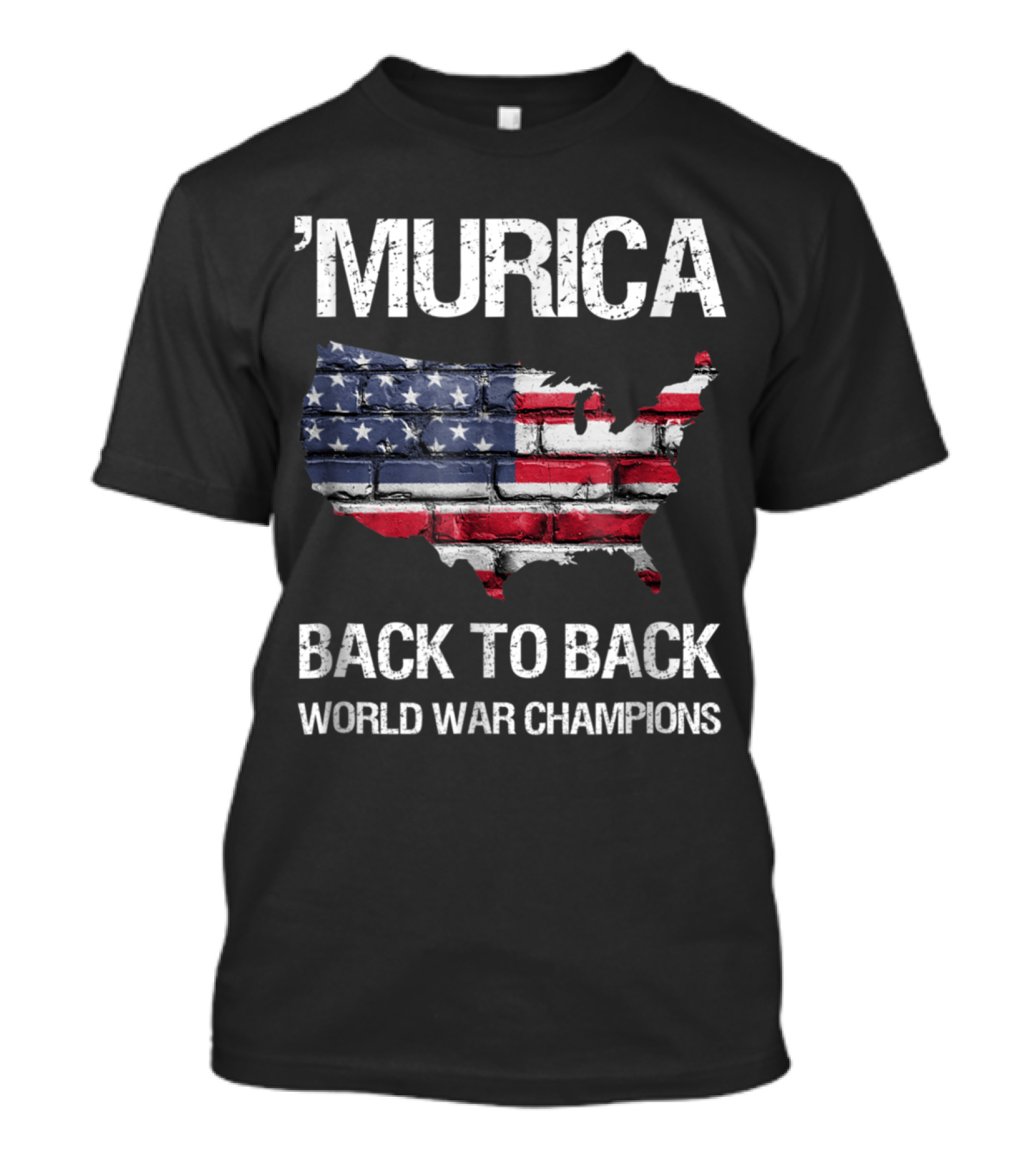 'Murica Back To Back World War Champions USA Flag Map T-Shirt